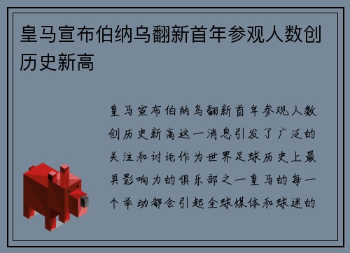皇马宣布伯纳乌翻新首年参观人数创历史新高 皇马宣布伯纳乌翻新首年参观人数创历史新高